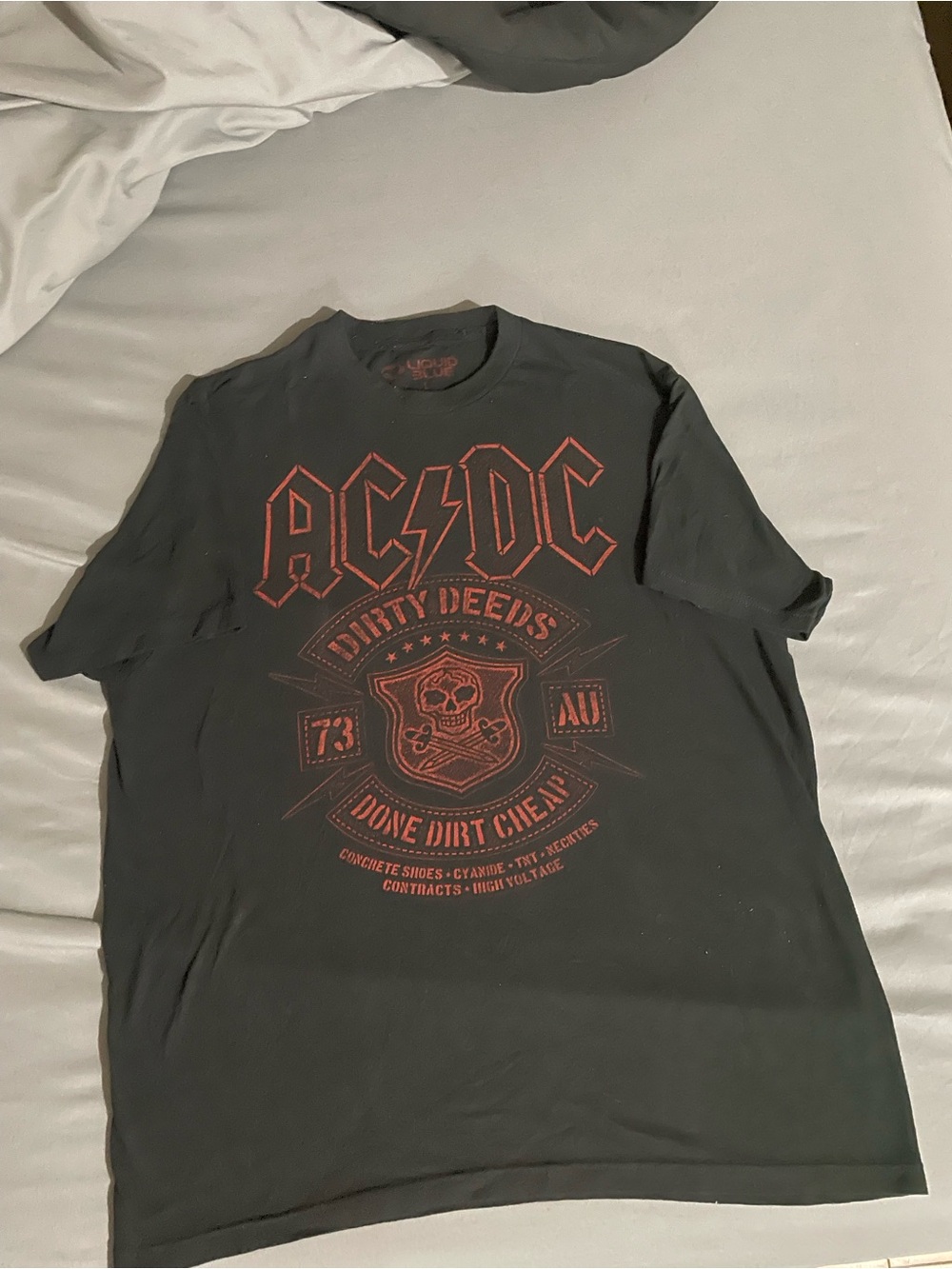 AC/DC Black Graphic Tee - Dirty Deeds Men's T-Shirt Size Large